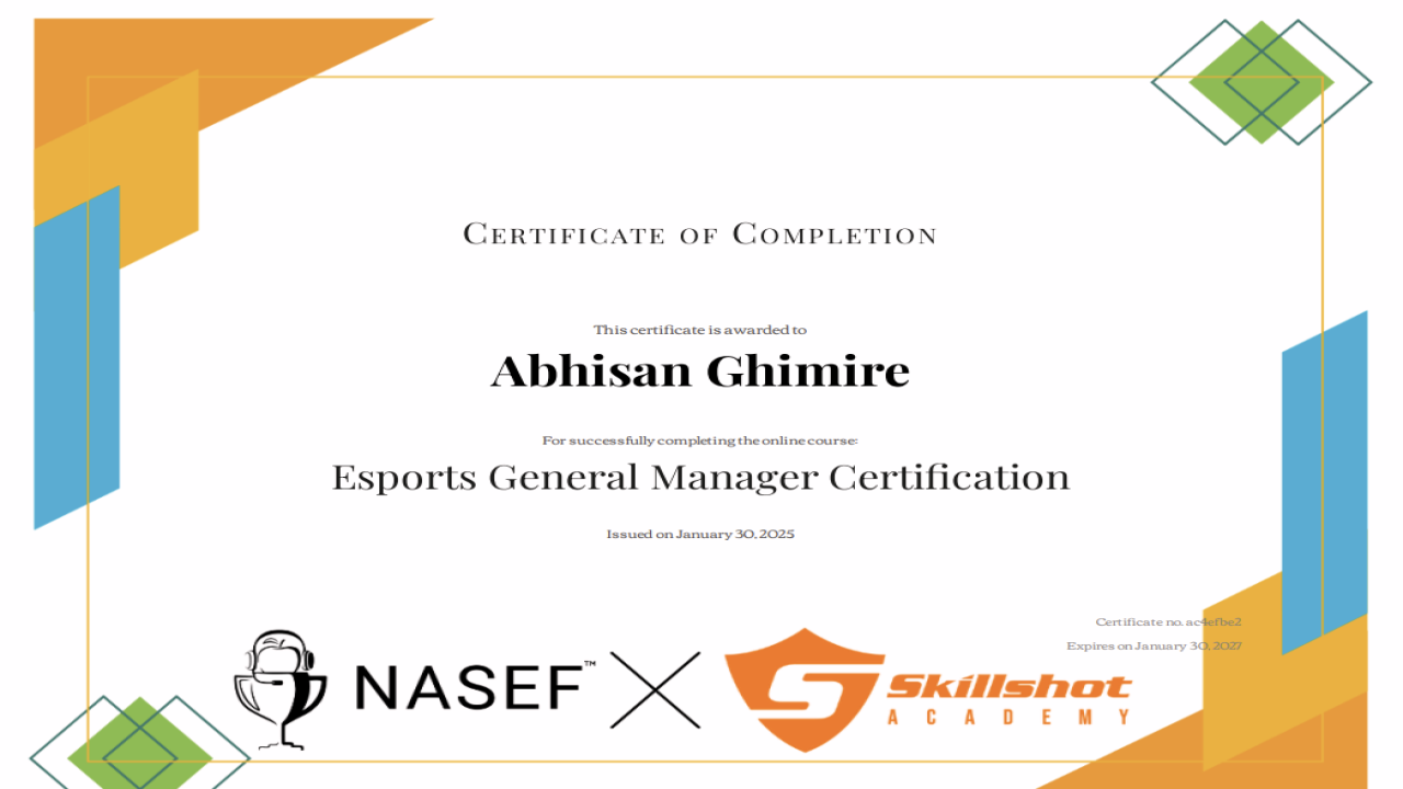 Esports General Manager Certification